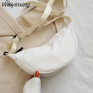Weiyinxing New Nylon Women's Shoulder Bag Female Solid Color Dumpling Bag Lightweight Small Satchel Underarm Bag Simple Messenger Bags
